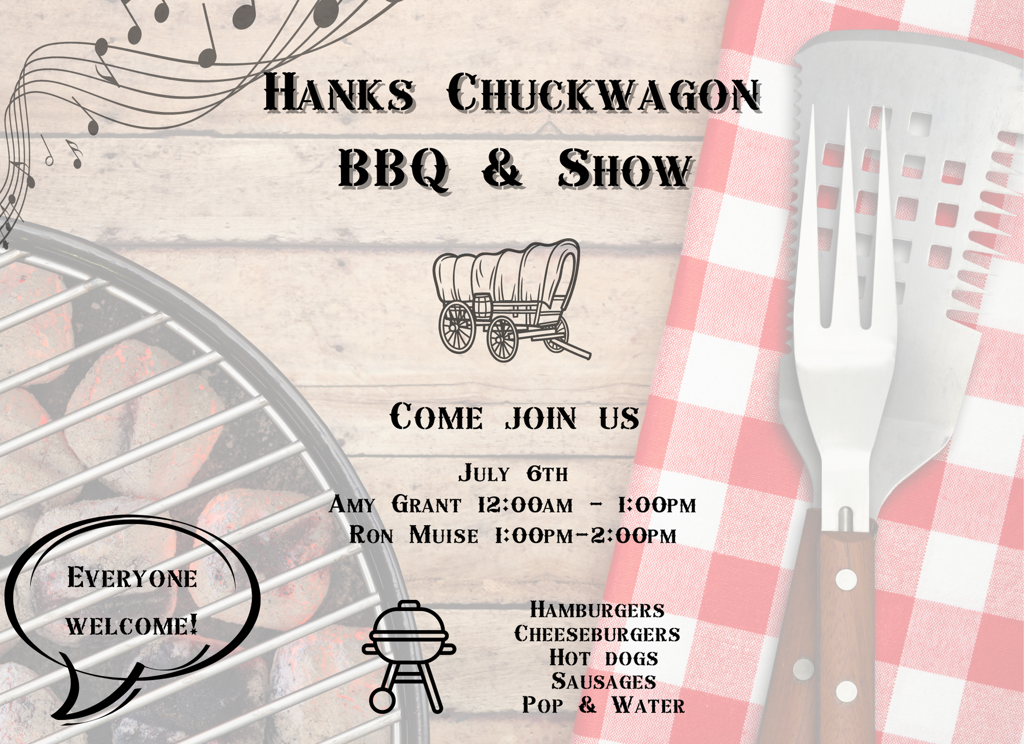 WEDNESDAY JULY 6  BBQ & SHOW FEATURES AMY GRANT & RON MUISE